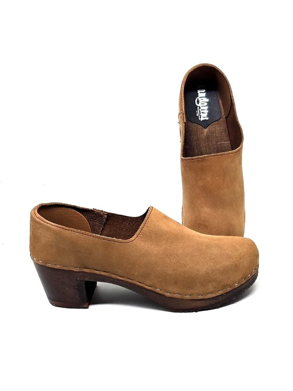 Sandgrens Bridget Closed Clogs Brown Nubuck Leather Handmade Women's Size 11.5